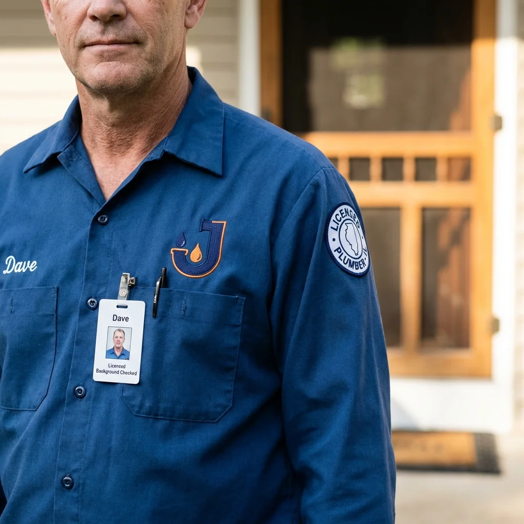 Licensed plumber showing ID badge in Youngtown, AZ