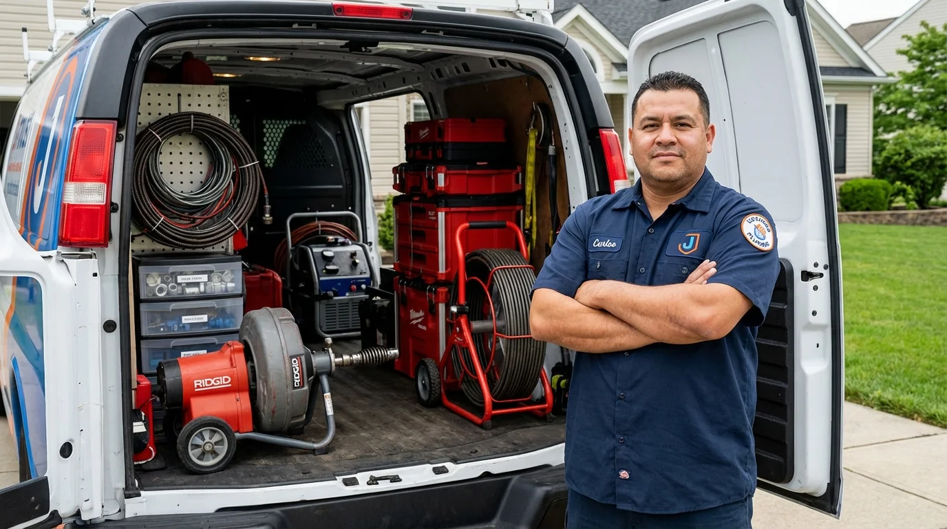 Professional drain cleaning equipment and Johns Plumbing LLC plumber in Youngtown