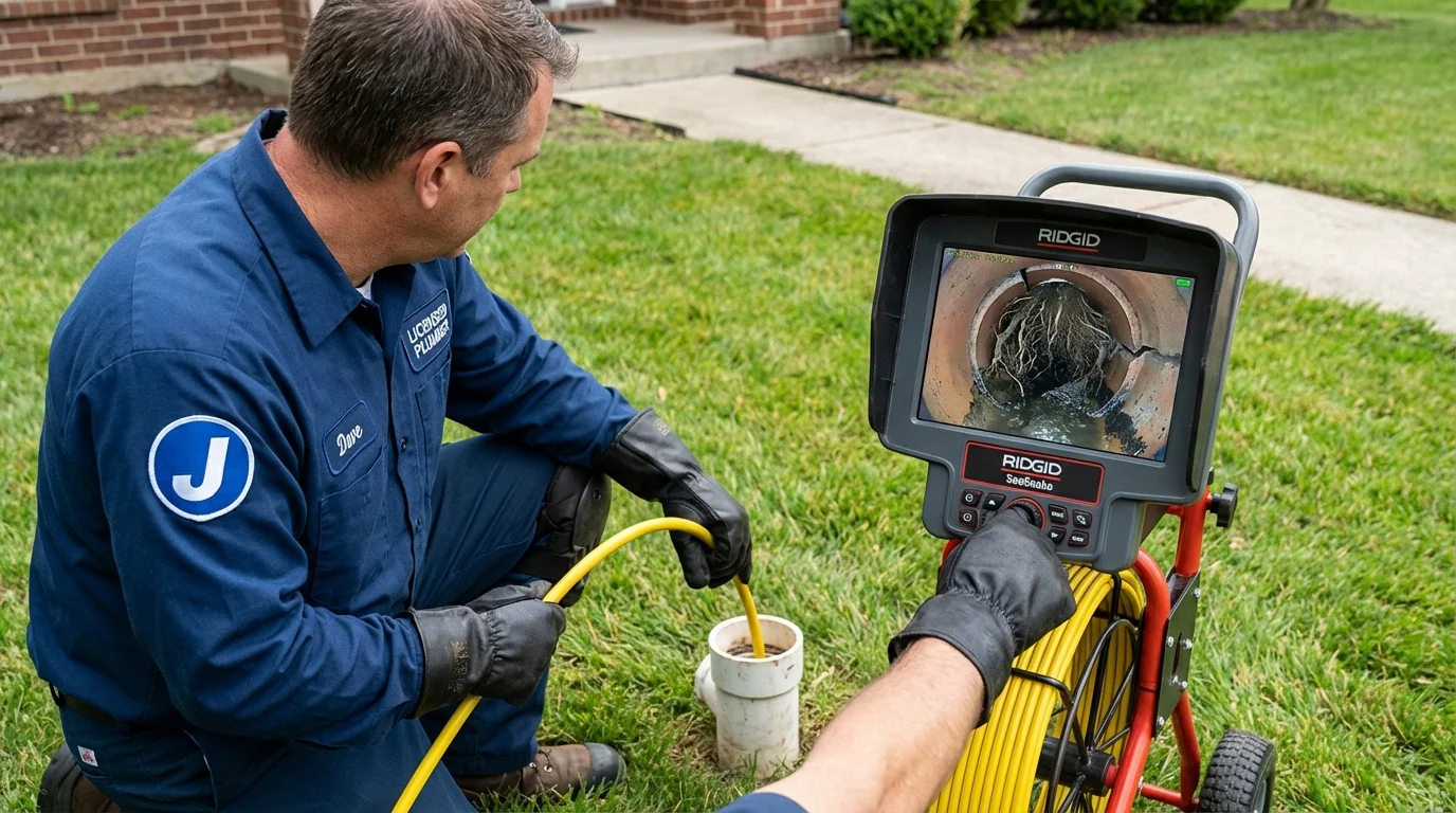 Sewer camera inspection being performed by Johns Plumbing LLC in Youngtown