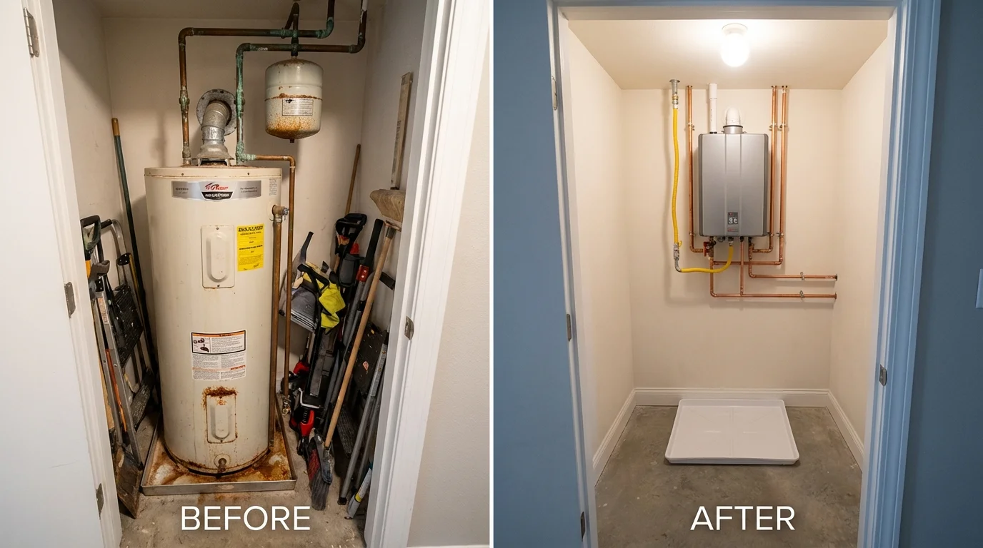 Tank water heater versus wall-mounted tankless unit comparison for Youngtown, AZ homeowners
